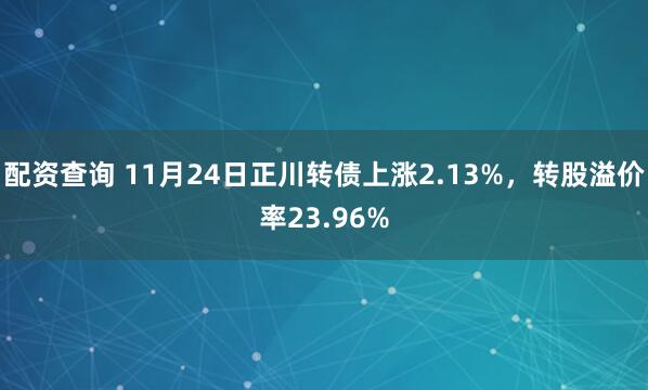 配资查询 11月24日正川转债上涨2.13%，转股溢价率23.96%